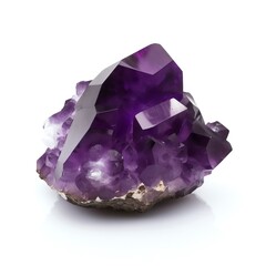Fototapeta premium Amethyst crystal with shadow on white background