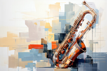 Saxophone auf abstrakter Grafik