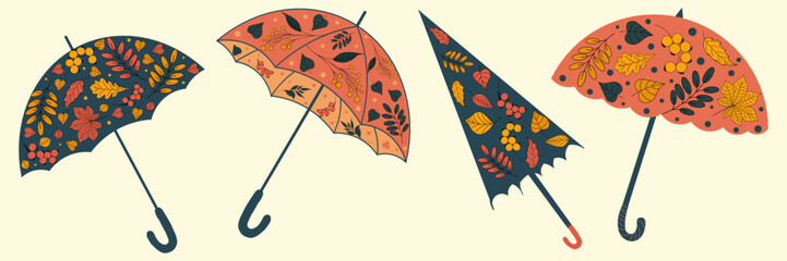 Set of colorful umbrellas. Vector illustration © Tetiana Komarytska