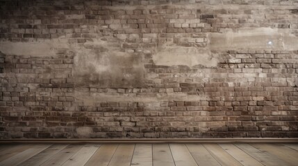 old concrete and ruined brown brick background with old antique room floor.