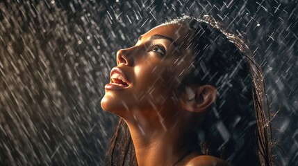 Fototapeta na wymiar Woman taking a bath under the shower