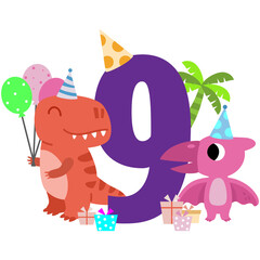 Happy Birthday dinosaur Clipart. number party dino