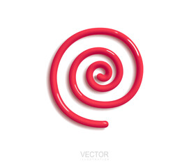 Red spiral vector icon on white background. Spiral icon for web and app. Realistic 3d design cartoon style.