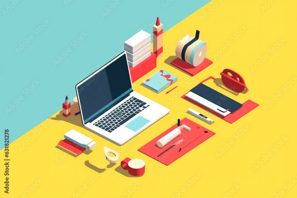 Poster business web copy background laptop computer desktop gadget technology colours design. generative ai