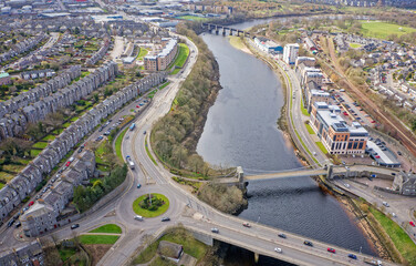The River Dee in Aberdeen aerial view