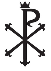 Christ Greek Symbol, Chi-Rho Catholic Logo Ink