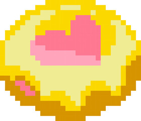 Donut cartoon icon in pixel style
