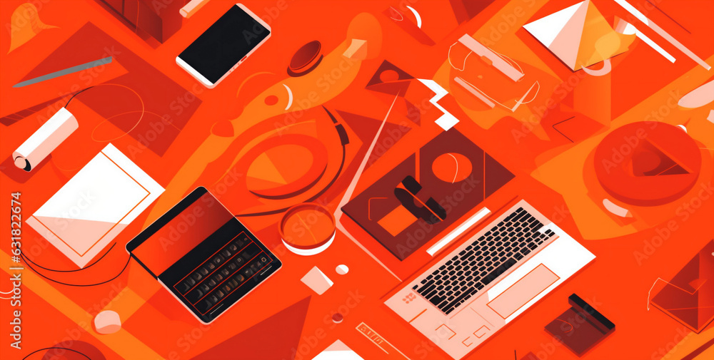 Poster colours gadget computer laptop technology design business desktop background notebook web. generativ
