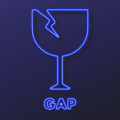 broken glass neon sign, modern glowing banner design, colorful modern design trends on black background. Vector illustration.