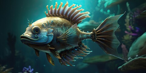 Concept and design fish for wallpaper. Generative AI
