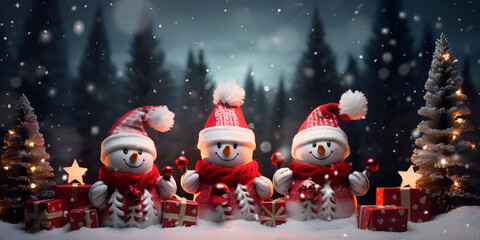 Cheerful Christmas Background with Santa"
"Snowmen Image with Santa Claus and Christmas Spirit"