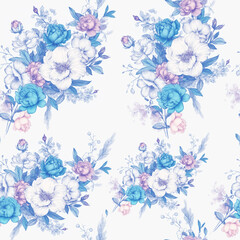 Bloom. Vintage floral seamless pattern. Spring flowers. 