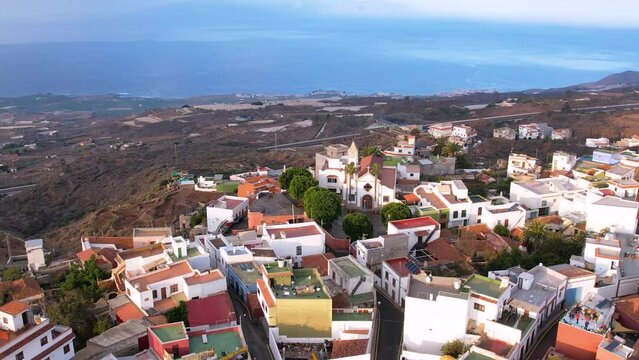 Tenerife island towns Chio colorful townscape, tracking drone