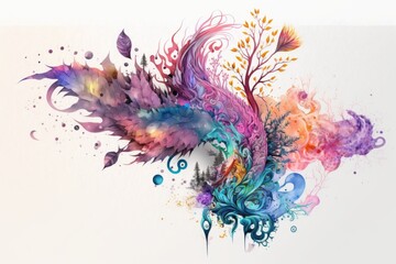 Colorful watercolor splashes and blots on a white background