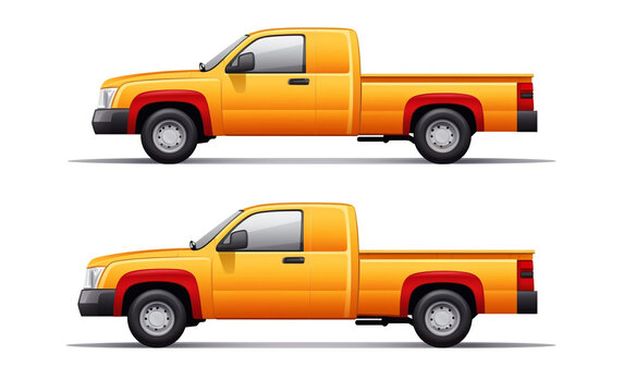 A vector template of a Pickup truck car is isolated on a white background.