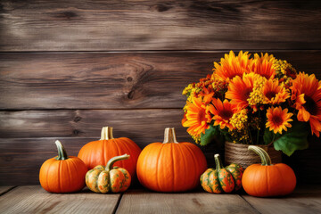 Autumn pumpkins as Thanksgiving decoration