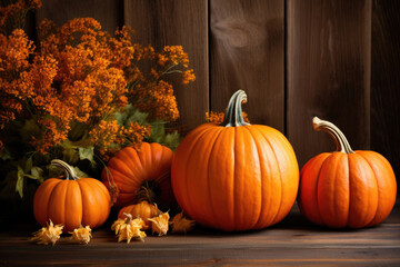 Autumn pumpkins as Thanksgiving decoration