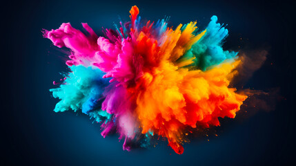 Multicolored explosion of rainbow holi powder paint isolated