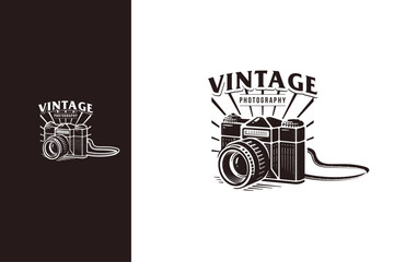 Vintage camera badge logo template