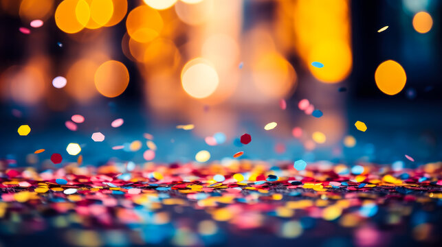 Joyous Carnival Celebration: Colorful Confetti on Vibrant Background