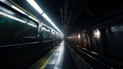 Speeding Through the Underground: Modern Subway Train in Motion, Generative AI