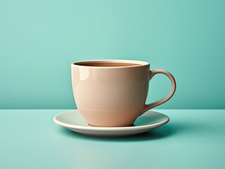 Obraz premium Soothing Coffee Indulgence: Cup of Coffee on Mint Background Offers Aromatic Delight and Relaxing Warmth