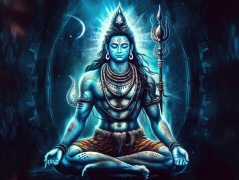 Lord shiva indian god of hindu for maha shivratri