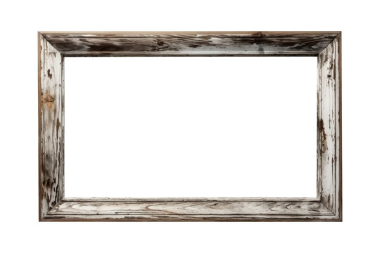 Old wood fream of photo,artwork and wallpaper isolated on transparent background. Generative Ai