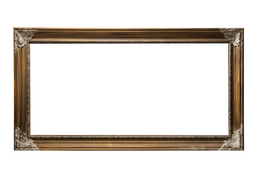 Old wood fream of photo,artwork and wallpaper isolated on transparent background. Generative Ai