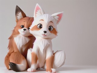 Cute happy fox on a white background. generative ai