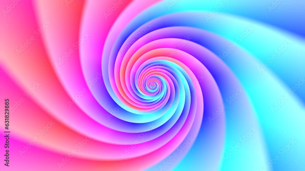 Poster minimal spiral in infinite rotation. abstract background in blue and red colors. dizzy concentric pa