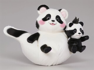 Cute happy panda on a white background. generative ai