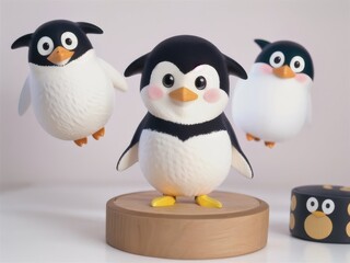 Naklejka premium Cute happy penguin on a white background. generative ai