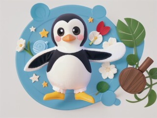 Obraz premium Cute happy penguin on a white background. generative ai