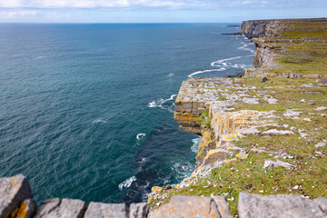 View of the scenic Irish cliffs of Inishmore island, Galway, Ireland 