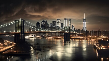 Fototapeta na wymiar Captivating New York City Skyline Wallpaper, Generative AI