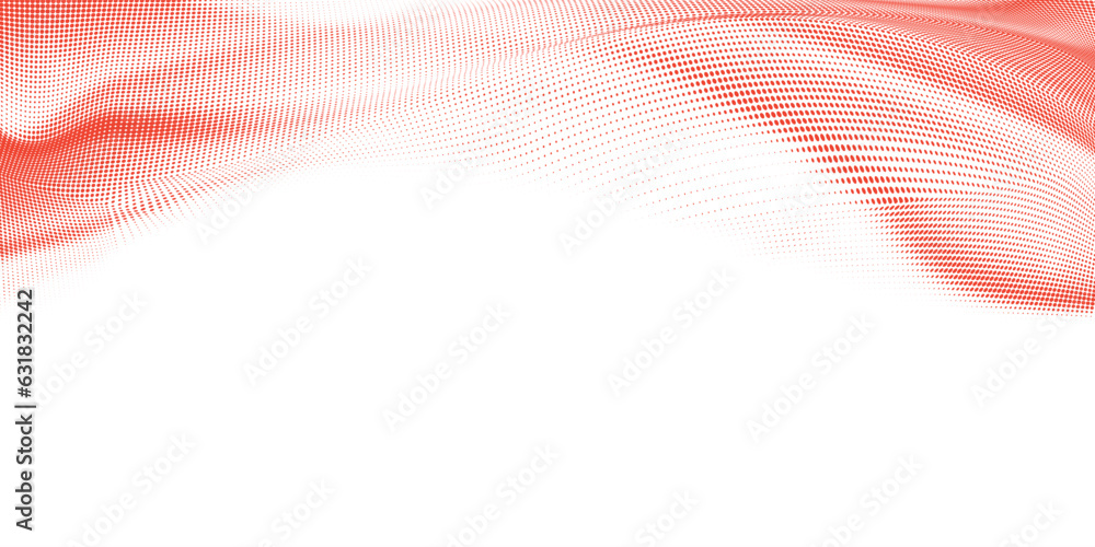 Wall mural red dot wave and white background