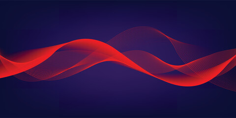 Blue abstract background and red line wave 