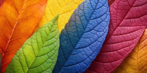 Naklejka na ściany i meble close up of autumn leaves. Multicolored fall leaves. Colorful autumn leaves. Macro leaf texture,