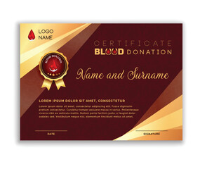 Free Vector Blood Donation appreciation Certificate Template in color Background