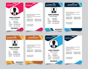 ID card design bundle, Simple business Id card design template, school and Employee ID Card Design Template, Unique, corporate, Abstract professional id card design templates for Employee and others, - obrazy, fototapety, plakaty