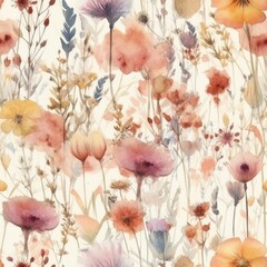 A seamless water colour floral pattern