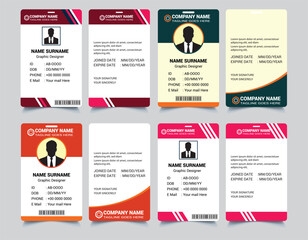 Fototapeta na wymiar ID card design bundle, Simple business Id card design template, school and Employee ID Card Design Template, Unique, corporate, Abstract professional id card design templates for Employee and others,