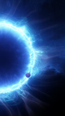 Portal In The Space. Side view, Portal Opening. Deep Space Journey, Intergalactic Travel. 