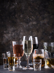 Assortment of various alcohol drinks