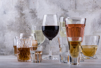 Assortment of various alcohol drinks