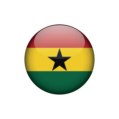 Ghana Flag Circle Button Vector Template
