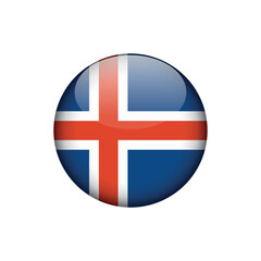 Iceland Flag Circle Button Vector Template