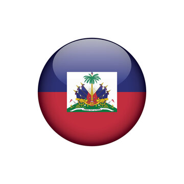 Haiti Flag Circle Button Vector Template