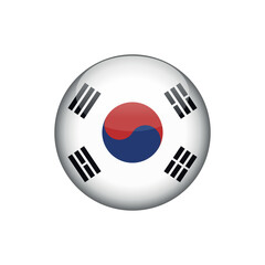 South Korea Flag Circle Button Vector Template